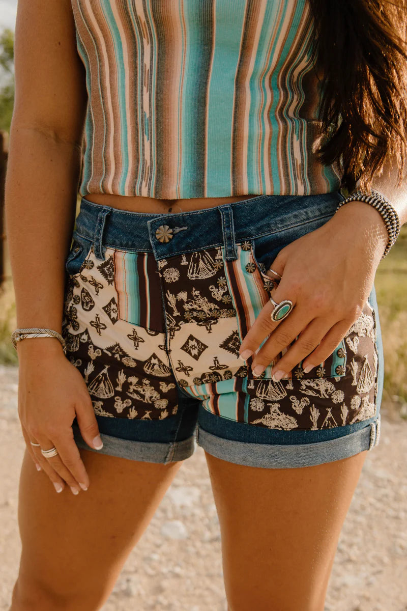 808 Patched up Shorts- Western
