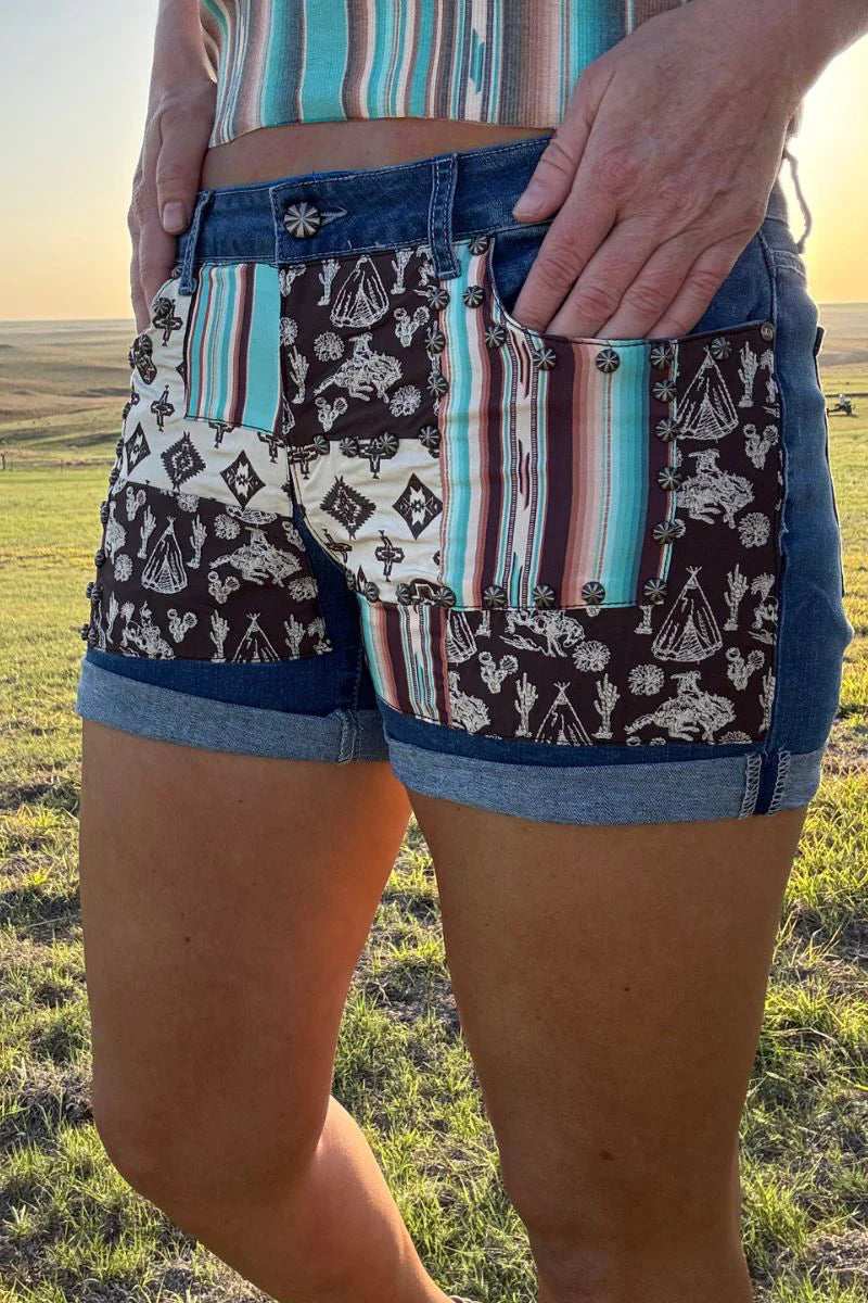 808 Patched up Shorts- Western