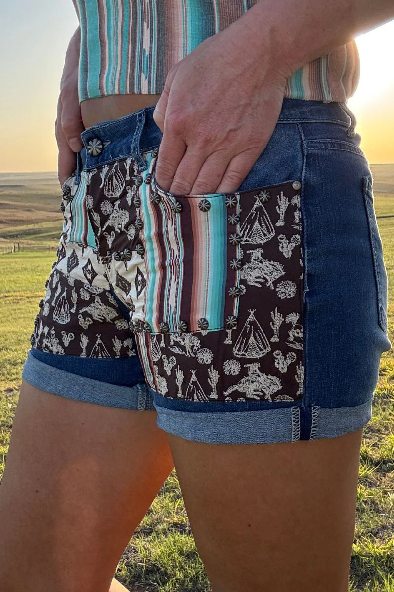 808 Patched up Shorts- Western