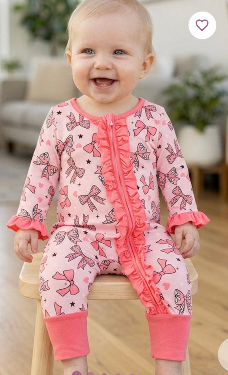 864 Bow Printed Romper
