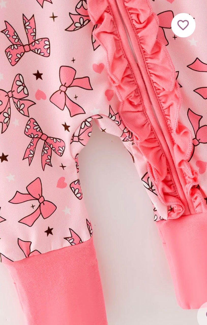 864 Bow Printed Romper
