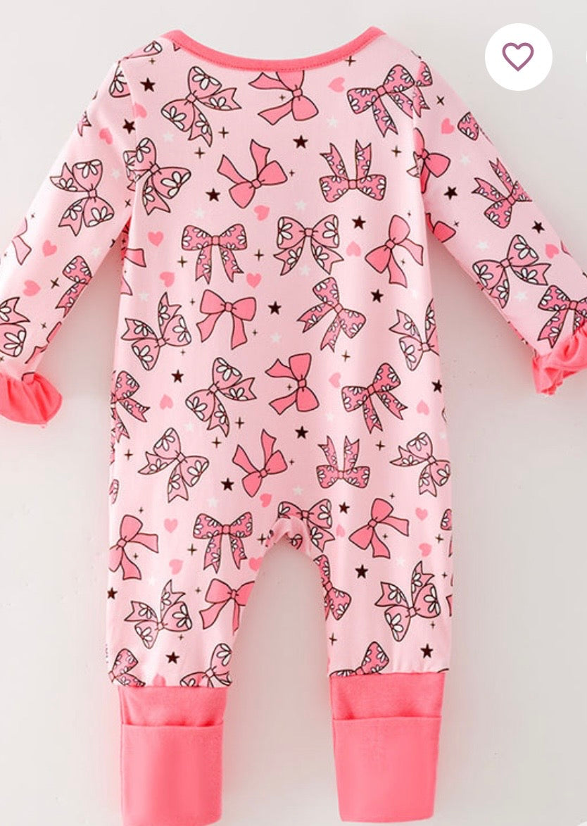 864 Bow Printed Romper