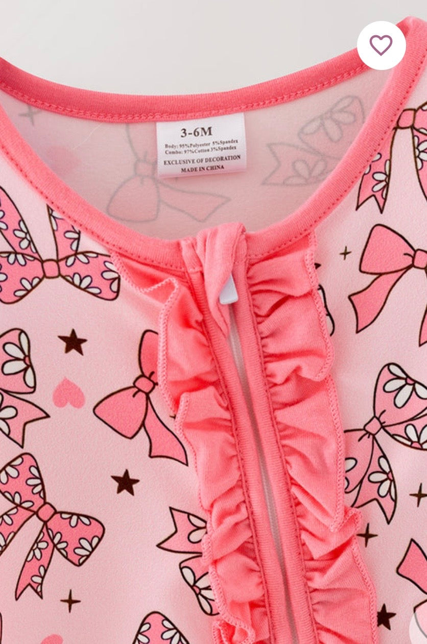 864 Bow Printed Romper