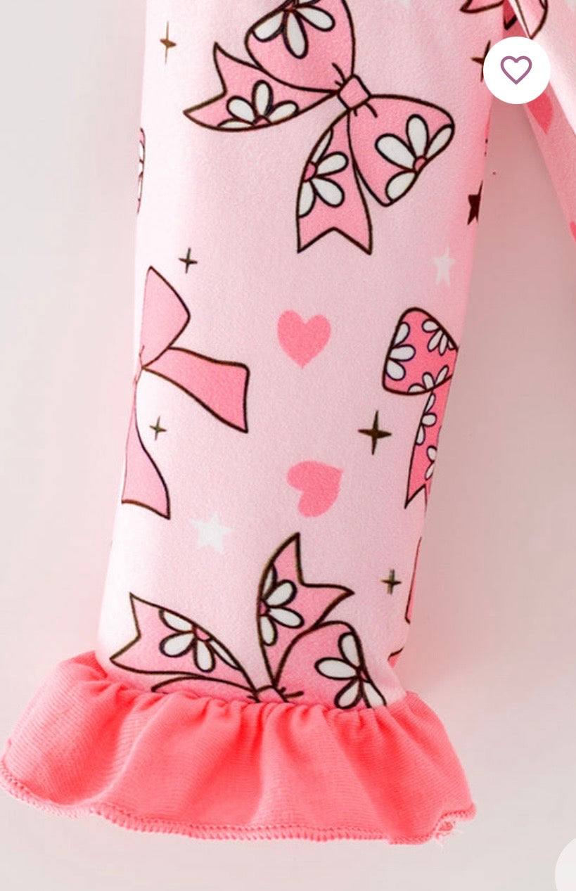 864 Bow Printed Romper