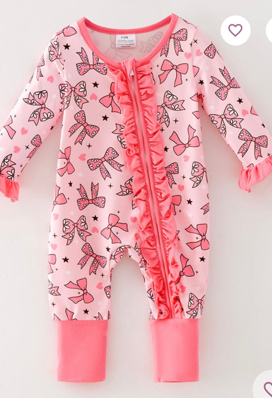 864 Bow Printed Romper