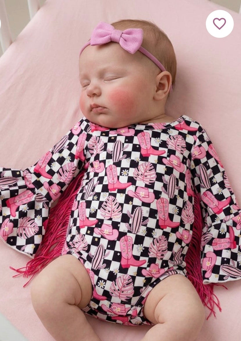 867 Checker Printed Romper