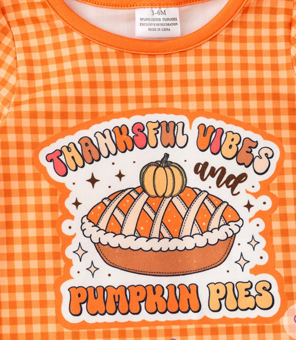 869 Orange Gingham Pie Romper