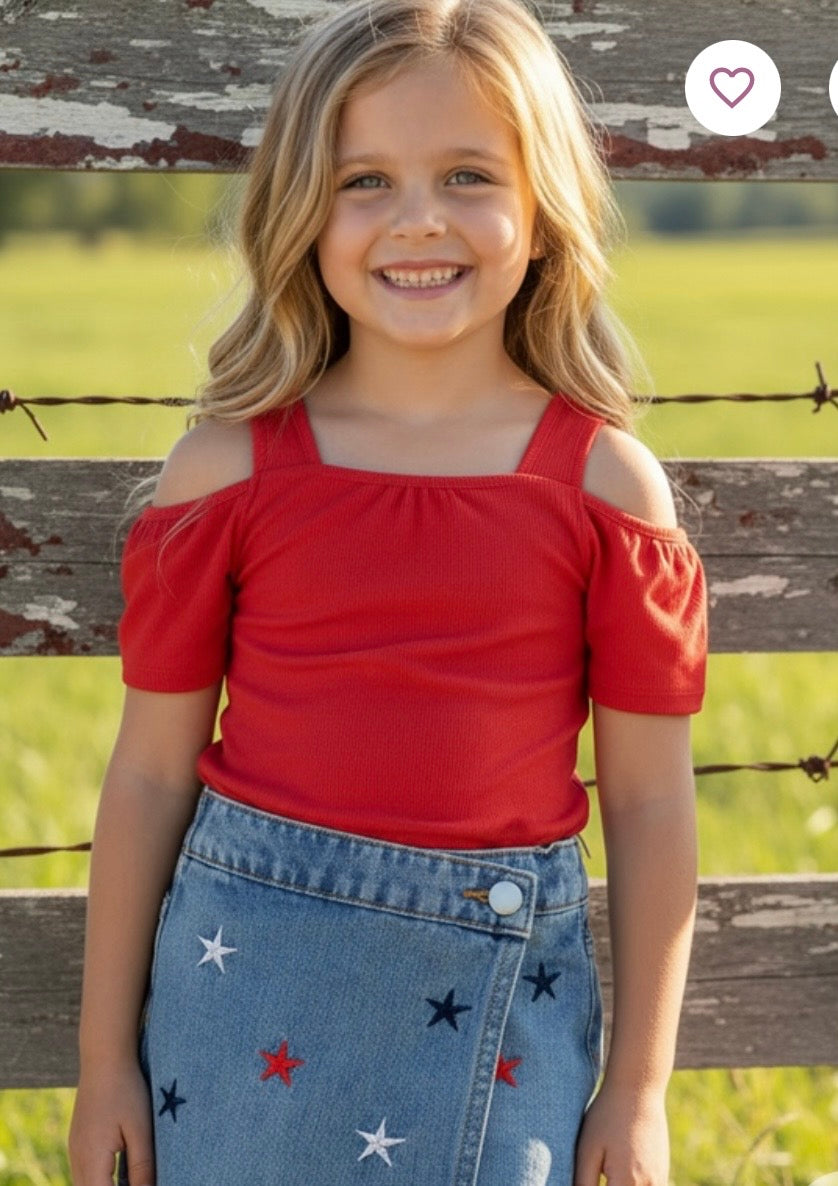 876 Multi-Color Star Denim Skort