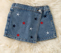 876 Multi-Color Star Denim Skort