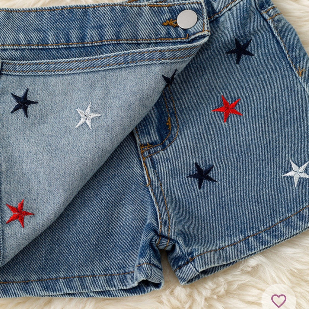 876 Multi-Color Star Denim Skort