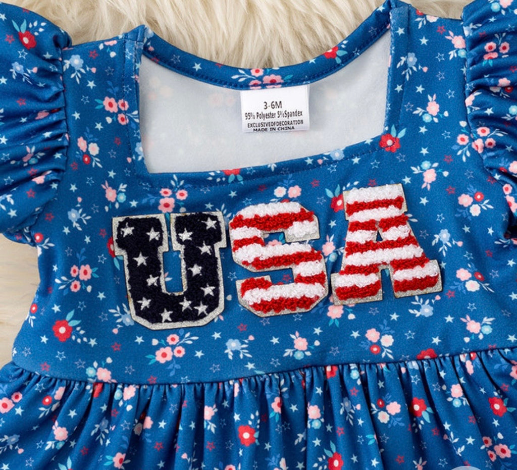 877 Floral Patriotic Romper