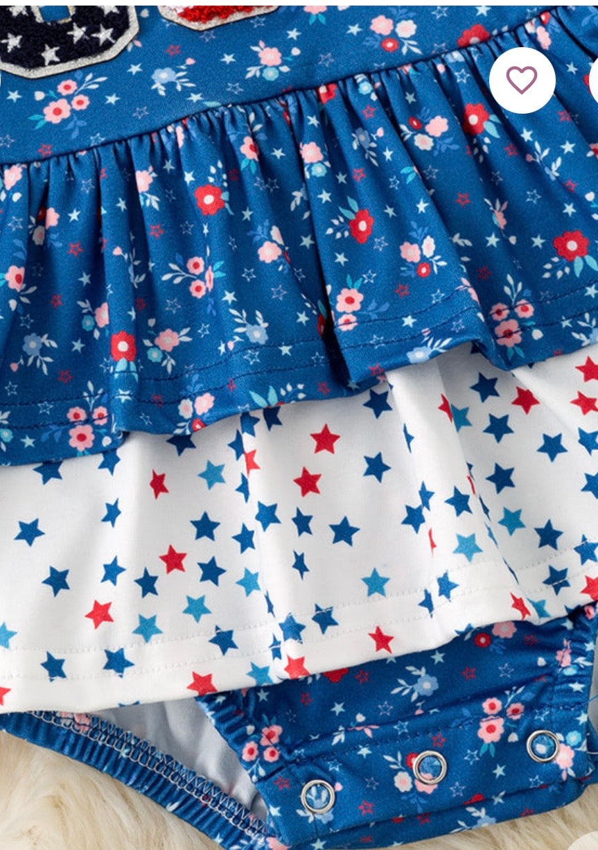 877 Floral Patriotic Romper