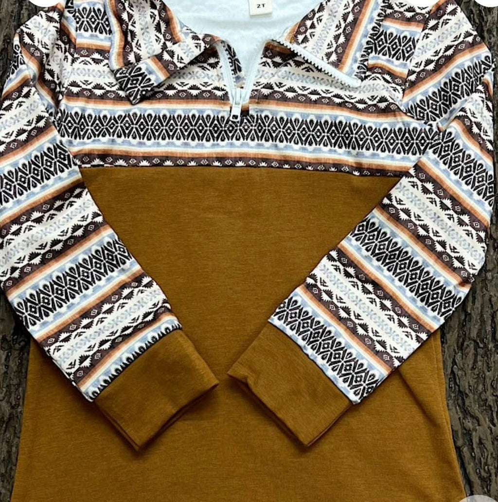 881 Brown Multi-Print Pullover