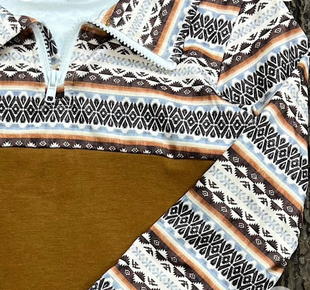 881 Brown Multi-Print Pullover