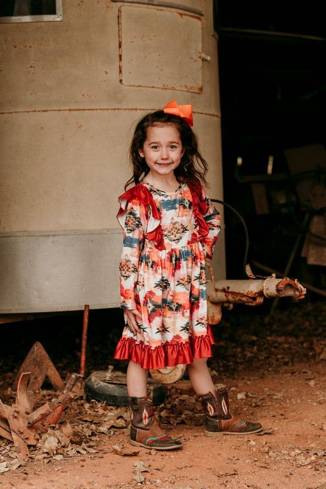 Aztec Ruffle Dress, 6-7