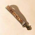 Wildvine Pony Western Handtooled Key Fob in dusk blue with hairon detail