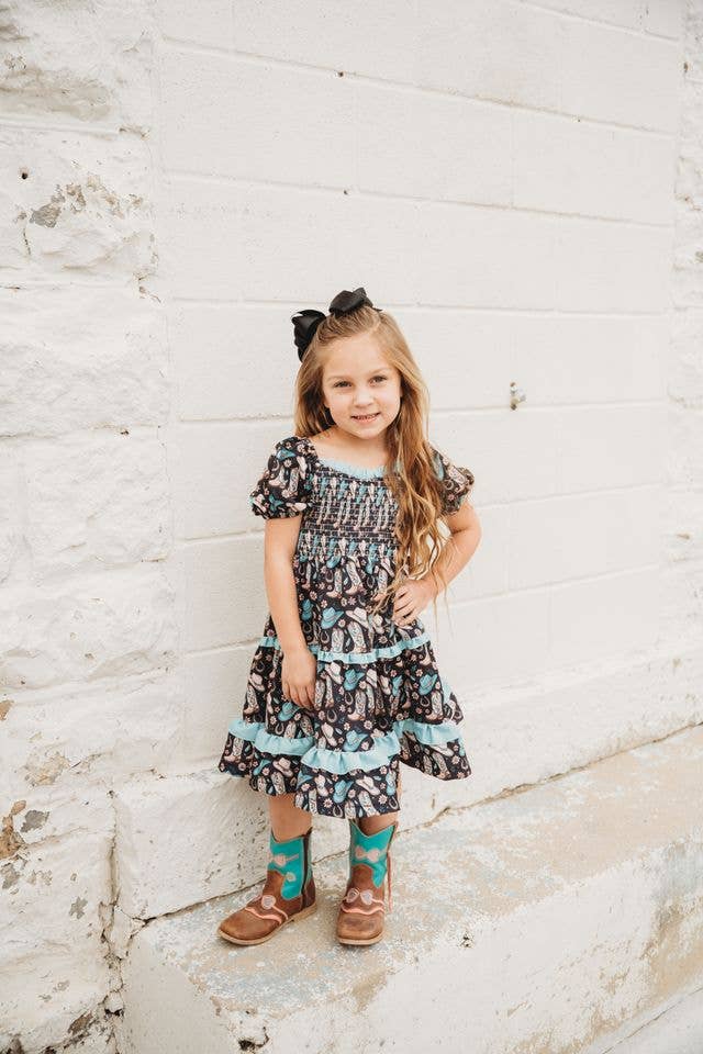 Cowgirl Boot Flutter Sleeve Dress, 0-5T