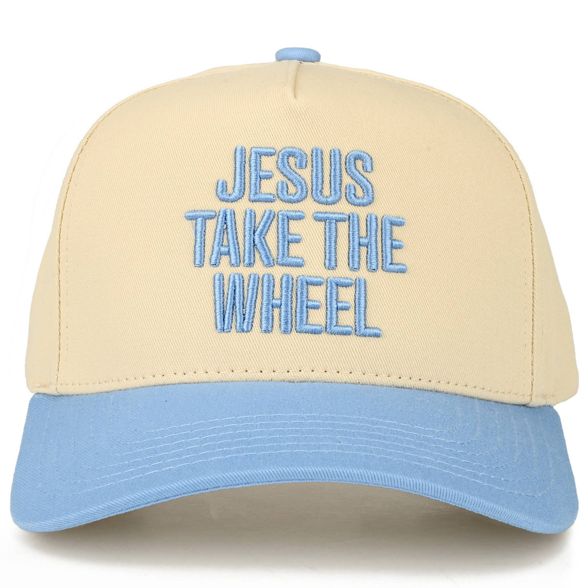 C.C JESUS TAKE THE WHEEL Letter on Two Tone Trucker Hat