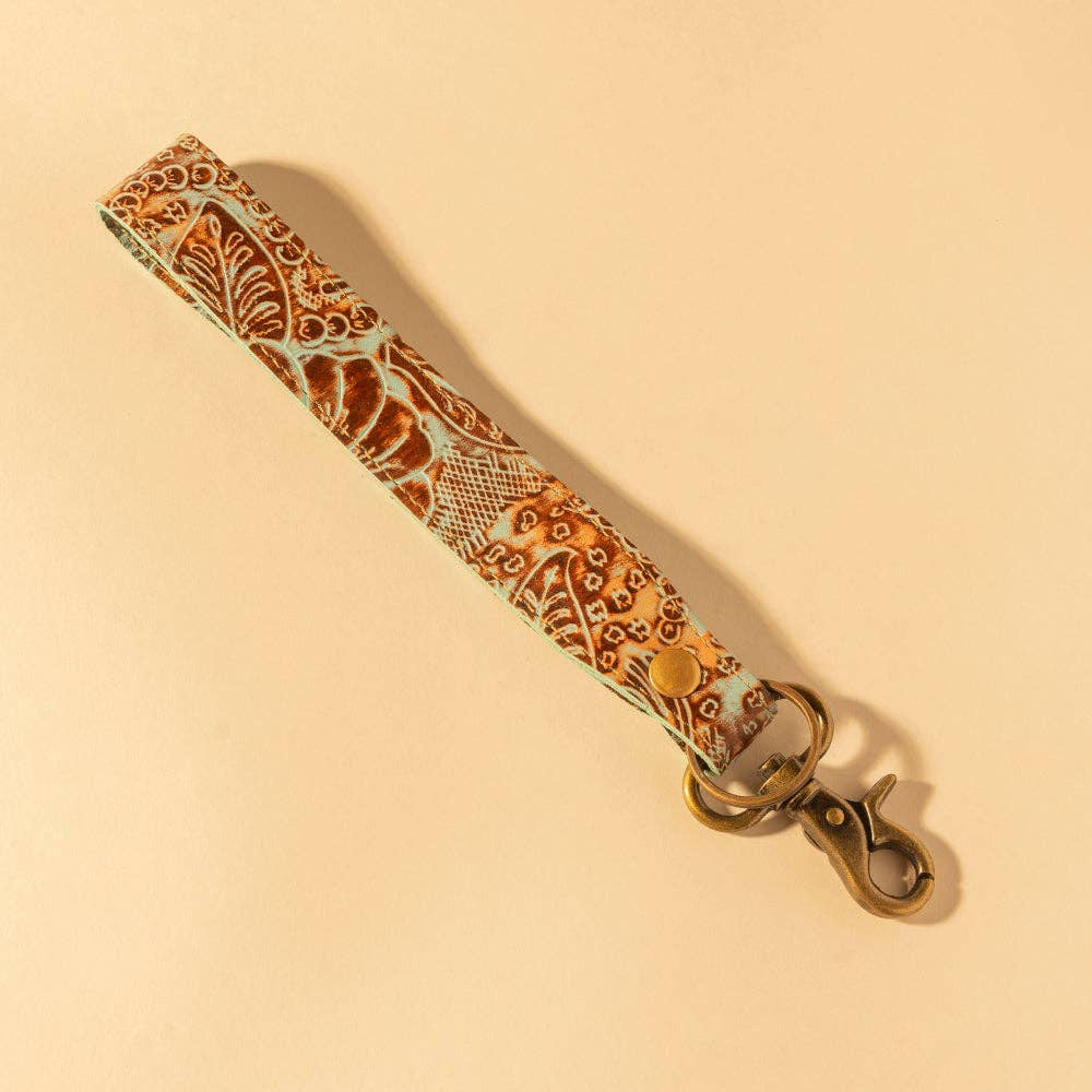 Pathflower Trail Hand-Tooled Key Fob