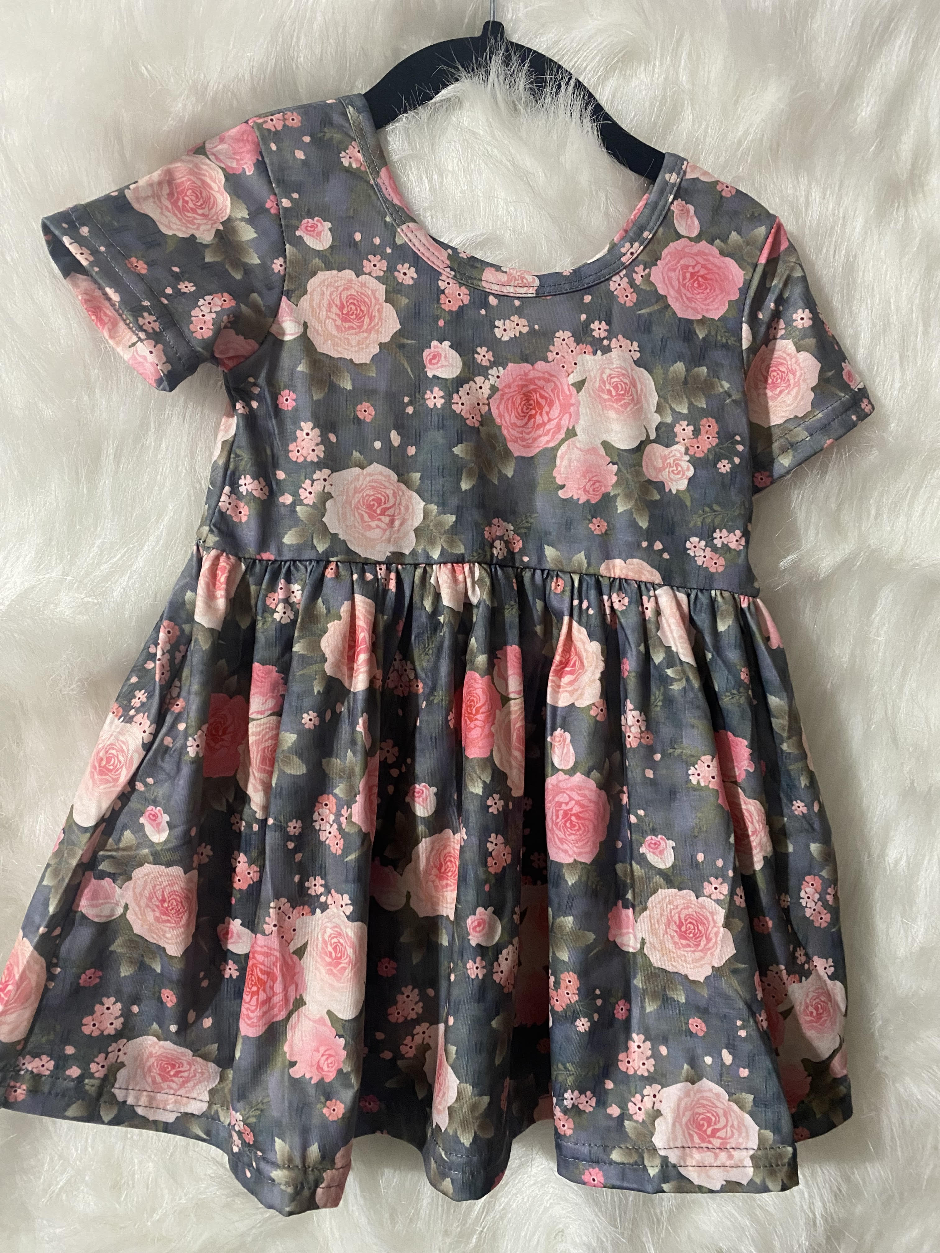 154-Grey Floral Dress